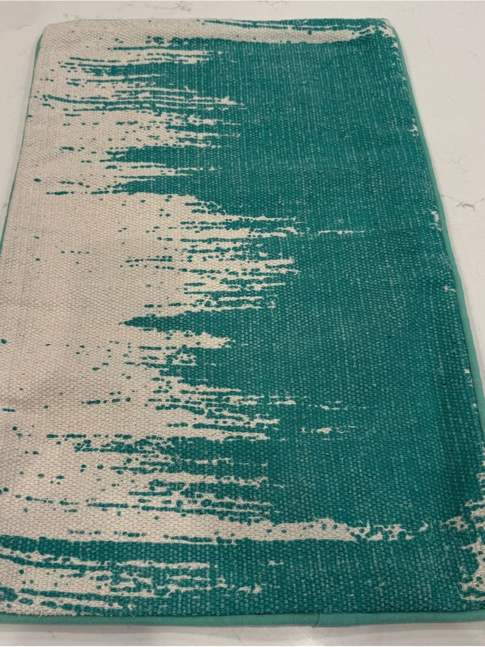 22”x14” Teal and Cream Abstract lumbar pillow cover